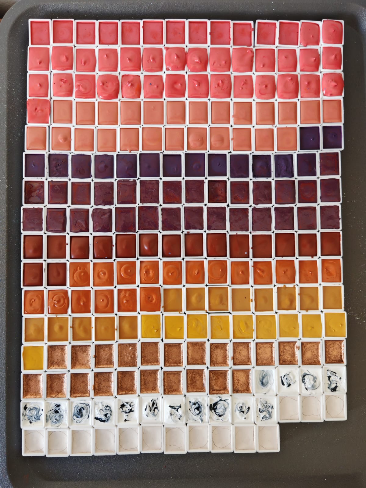 Photo d'aquarelles artisanales produites par Tessine Dessine